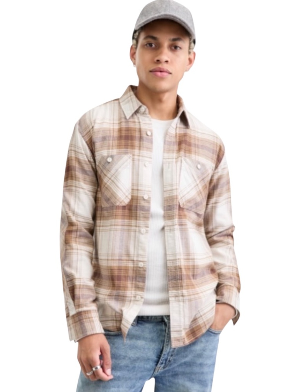 Sun + Stone Men's Curry Long-Sleeve Cotton Flannel Plaid Shirt, Size XL - NWT